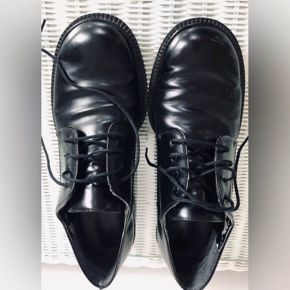 Enzo Angiolini 90s Black Leather Lace-Up Oxford, lug sole Shoes sz 7.5M - Picture 6 of 16